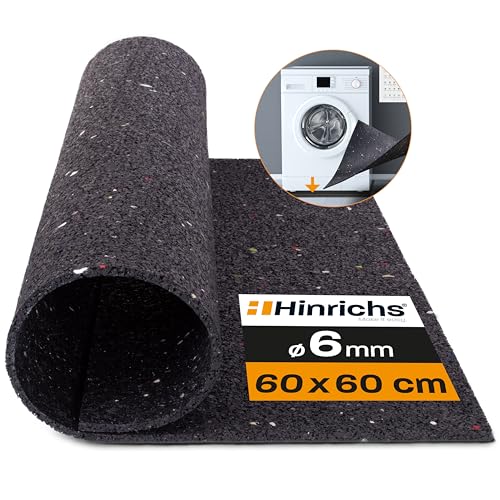 Hinrichs Antivibrationsmatte für Waschmaschinen 60 x 60 cm - Gummimatte - Zuschneidbare Dämmmatte als Waschmaschinenunterlage - Rubber Mat