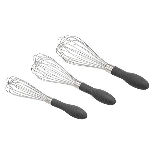 AmazonBasics Stainless Steel Wire Whisk Set, Gray - 3-Piece