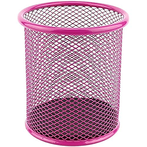 LEVIATAN Metall Stifteköcher - Stiftehalter rund aus Drahtmetall - Mesh Multifunktions Becher für Kugelschreiber - Stifte Halter für Büro/Schule Ø91 mm, Rosa