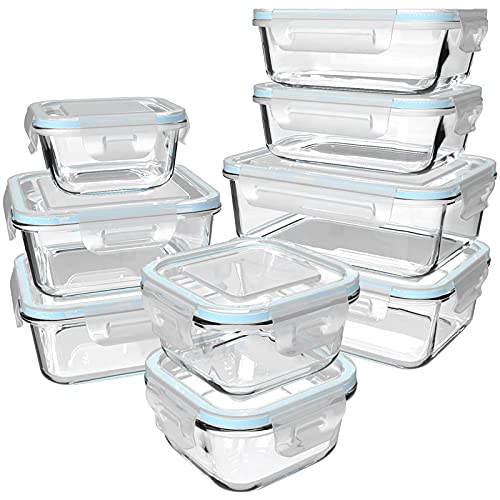 GENICOOK Frischhaltedose aus Glas/Glasbehälter mit Deckel/Vorratsdosen/Aufbewahrungsbehälter/Lebensmittelbehälter für Küche(9 Vorratsdosen mit 9 Deckel)