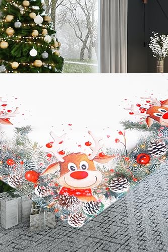 Kamaca Tischdecke Mitteldecke Elch mit roter Nase hochwertiges Druck-Motiv mit lustigen Elchen Eyecatcher in Winter Weihnachten (Tischdecke 85x85 cm)