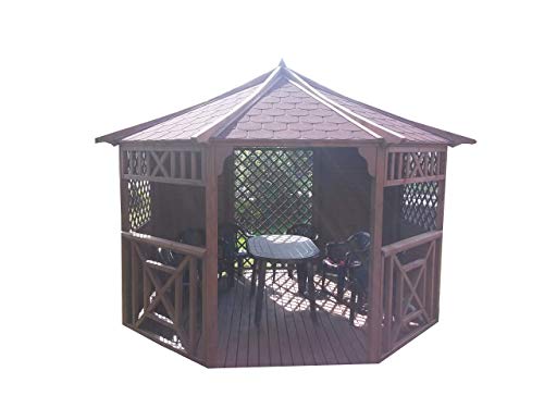 Stan-Wood GARTENLAUBE MIT SCHINDELN 3,5m x 3,5m HOLZPAVILLON mit Holzdach HOLZLAUBE PAVILLON Holz NEU