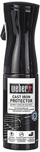 Weber 17889 Gusseisen Schutzspray, 200 ml, schütze Grillroste und Zubehör aus Gusseisen vor Rost und Korrosion, Schwarz