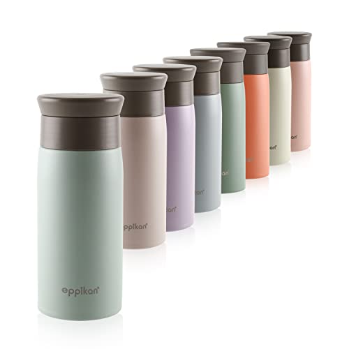 eppikan eppiToGo Edelstahl Thermobecher- Isolierbecher, Kaffee-to-go Becher, 350 ml, 500 ml Travel Mug, Autobecher, auslaufsicher mit hygienischer 360°-Trinköffnung (Powder Green, 350 ml)