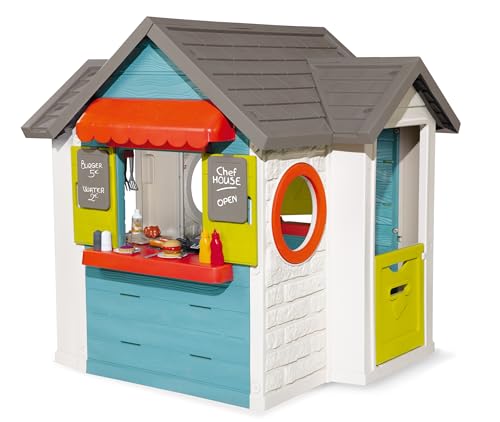 Smoby – Chef Haus - Multifunktionshaus für Kinder für drinnen und draußen, Restaurant, Spielhaus und Kaufmannsladen für Jungen und Mädchen ab 2 Jahren