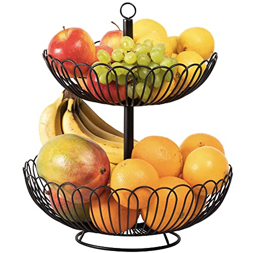 Chefarone® Obst Etagere Groß - Obstschale 33CM - Stilvoller Obstkorb, Schwarz , XL