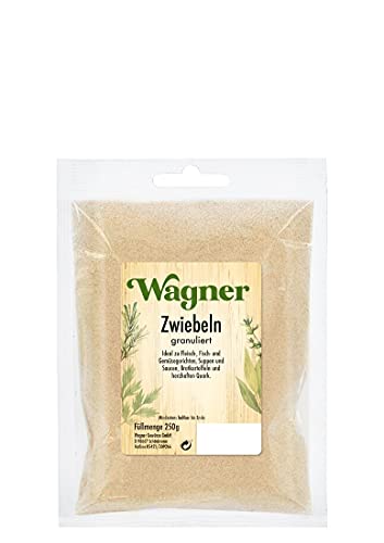 Wagner Gewürze Zwiebeln granuliert 1er Pack Zwiebelpulver für Fleisch, Fisch, Gemüse & vieles mehr, Zwiebel-Granulat getrocknet, & granuliert, Menge: 1 x 250 g