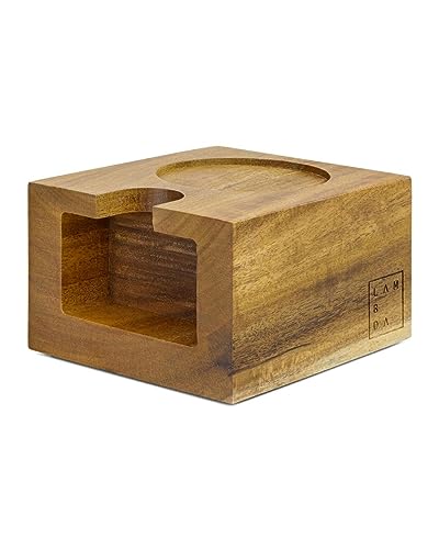 Lambda Coffee Tamperstation 51-58mm für Barista aus Akazienholz I aus Holz zur Zubereitung mit Siebträgermaschine oder Espressomaschine Tamping Station