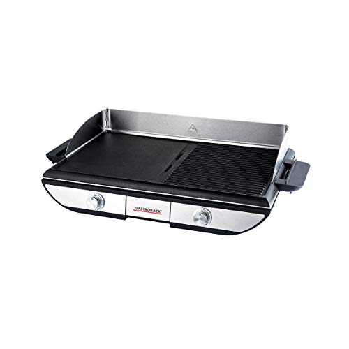 GASTROBACK Design Tischgrill Advanced Pro BBQ - Elektro-Tischgrill 2300 Watt 1500 cm² große Grillfläche - Einfache Reinigung - Grillplatten herausnehmbar - Edelstahl silber