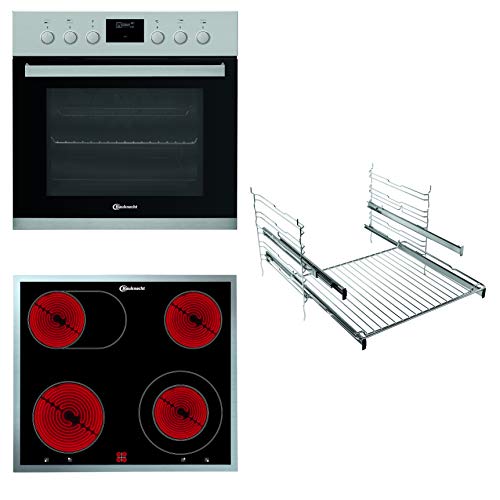 Bauknecht HEKO 566 Pyro Herd-Kochfeld-Kombination /Glaskeramik-Kochfeld (60 cm) / Pyrolyse-Selbstreinigungssystem / Multi-Level-Kochen / Backauszug mit 2 Ebenen, Schwarz