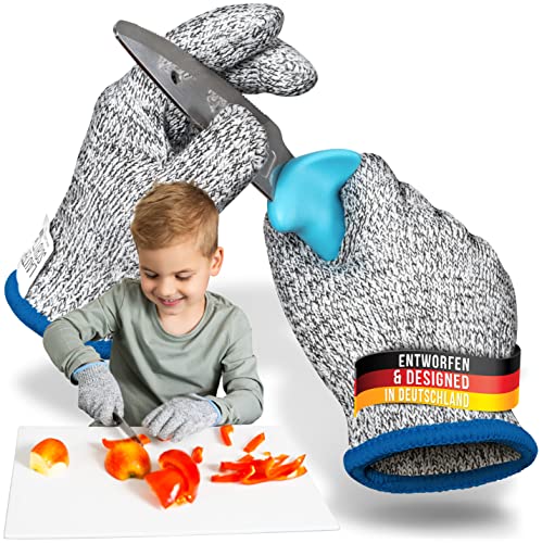 LauterSchutz® PREMIUM Schnittschutz Handschuhe - Kinder & Erwachsenen Größen - Kreuzfaser-PE-Stoff - hoher Komfort & dehnbares Material - SCHNITTSCHUTZ KLASSE C (Größe 2XS (4-6 Jährige))