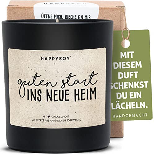 Duftkerze im Glas mit Spruch als Einzugsgeschenke