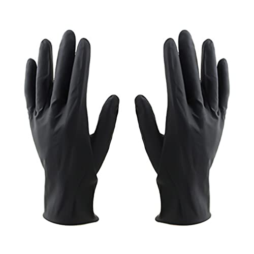 minkissy 10 Stück Wiederverwendbare Latexhandschuhe Schwarzer Salon Haarfarbe Handschuhe Tragbare Labor Lebensmittelverarbeitung Haushaltsreinigungshandschuhe Mittlerer Größe