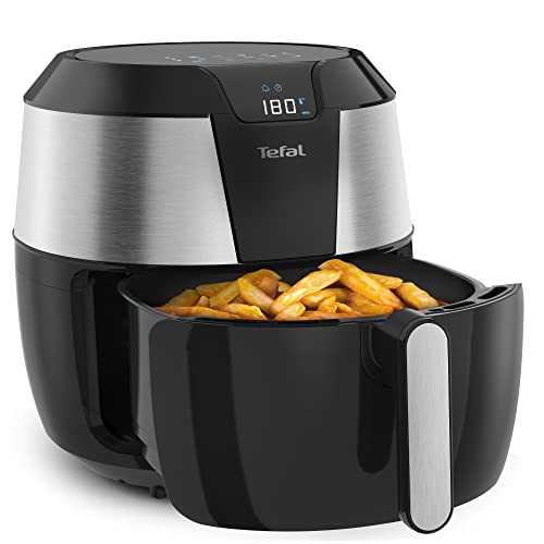 Tefal EY701D Heißluftfritteuse Easy Fry XXL | Air Fryer | 1850 Watt | 5,6 L für 8 Portionen | 8 automatische Programme | Digitales Display | energiesparend | gesunde Friteuse ohne Öl | Edelstahl