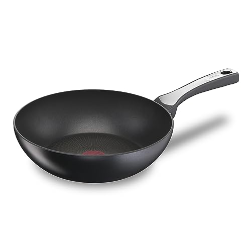 Tefal G25919 Unlimited On Wokpfanne | 28 cm | mit kratzfester Titanium Antihaft-Beschichtung | Thermo-Signal | PFOA-frei | geeignet für alle Herdarten, auch für Induktionsherde | schwarz