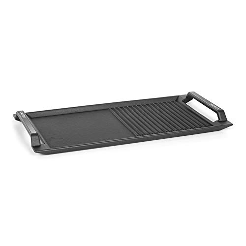 Klarstein Delicatessa - Grill Pan, Grillplatte für Induktionskochfelder, Zubehör, Kochfeld: 43,5 x 23 cm, Halb & Halb: Bratplatte und Grillrippen, Anti-Haft-Beschichtung, Eisen, schwarz