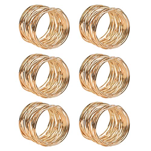 FOROREH 6pcs Serviettenringe Gold Metallmaschen Serviettenschnallen Set 4.2 * 3.6cm Serviettenhalter Napkin Ring für Hochzeitsfeier Esstisch Hotel Dekoration