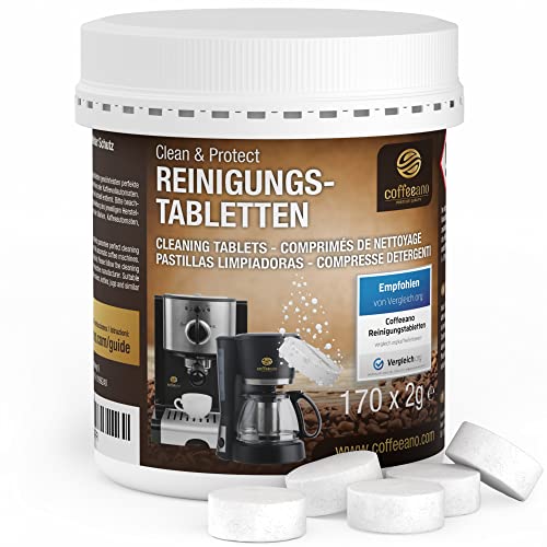Coffeeano 170 Reinigungstabletten für Kaffeevollautomaten und Kaffeemaschinen. Reinigungstabs für Delonghi, Siemens, EQ Series, Jura, Krups, Bosch, Miele, Melitta, WMF uvm.