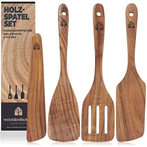 Holz Pfannenwender-Set & Kochlöffel-Set I Küchenhelfer-Set Küchenzubehör-Set – Holz-Pfannenwender Holz-Kochlöffel – Kochgeschirr Küchenutensilien Küchenset – hochwertig & nachhaltig