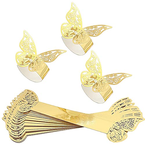 30 Stück Serviettenringe Serviettenschnallen aus Schmetterlingspapier Gold Serviettenring für Hochzeit Bankett Abendessen Party Tischdekoration