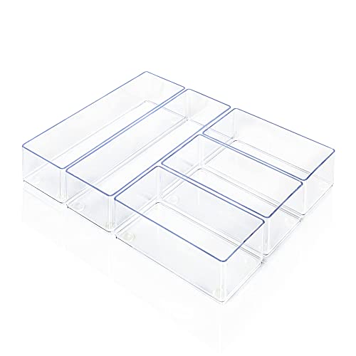 Lilly Things Anti-RUTSCH Schubladen Ordnungssystem (5-teilig Set C, transparent) Organizer Schubladeneinsatz Aufbewahrungsbox für Make-Up Kosmetik Schminktisch Schreibtisch Büro Bad Küche