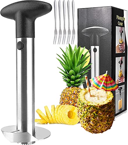 Ananasschneider, Ananasschneider Edelstahl 3 in 1 - Upgraded, Dickere Scharfe Klinge, Verstärktes Design, Spülmaschinengeeignet - Premium Ananas Schäler & Core Entferner für Küche & Zuhause