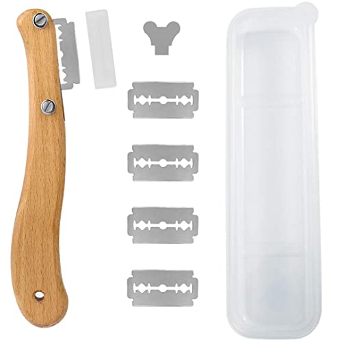 Milai Brot Lahm, Teig Rasiermesser Werkzeug mit 5 Klingen, Brot Bäcker Cutter, Baguettemesser, Bäckermesser, Ritzmesser zum Einschneiden von Baguette, Gebogene Brotmesser, Teigmesser für DIY Brotteig