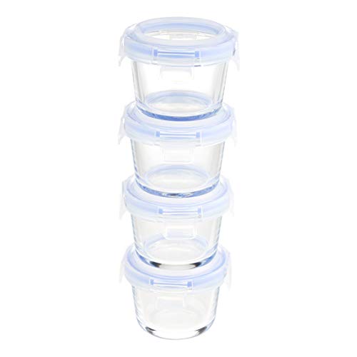 Amazon Basics Glass Food Storage, 120ml, 8-Piece Set, 4 Containers and 4 BPA-Free Lids
