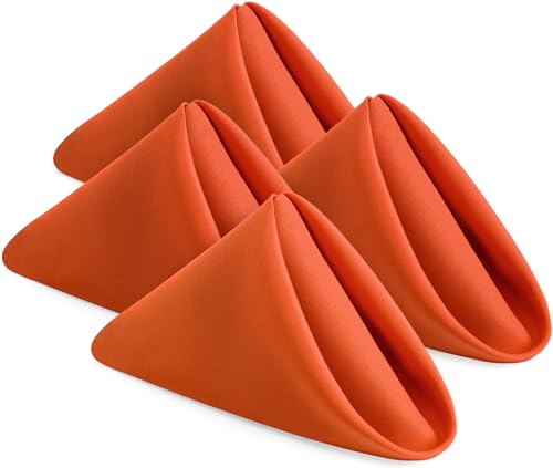 KICHLY Stoffservietten - Packung mit 24 Stück, Wiederverwendbare Stoffservietten, weich und bequem - ideal für Veranstaltungen und den regelmäßigen Gebrauch zu Hause, Polyester (Orange, 43 x 43 cm)