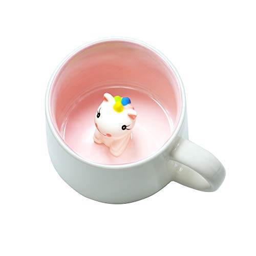 Einhorn Geschenke für Mädchen Süße Einhorn Tasse Keramik, Lustige Tassen 3D Tier Kaffeetasse Einhorn Tasse Kinder Espressotassen Tasse Personalisiert Schokolade Geburtstagsgeschenke für Frauen Tochter