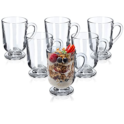 KADAX Kaffeegläser, 6er Set, 300ml, Teegläser aus Glas, Glühweingläser, Trinkgläser für Tee, Kaffee, Irish Coffee, Kaffeetassen mit Henkel, Cappuccino Gläser, Dessertgläser