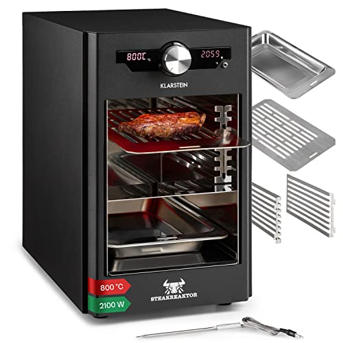 Klarstein Steakreaktor Core - Hochtemperaturgrill, 2100 W, Temperaturbereich: 200-800 °C, Indoor Grillgerät, Strahlungs-Heizelement, schwarz