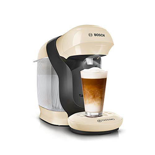 Bosch Hausgeräte Tassimo Style Kapselmaschine TAS1107 Kaffeemaschine by Bosch, über 70 Getränke, vollautomatisch, geeignet für alle Tassen, platzsparend, 1400 W, Crema/Anthrazit