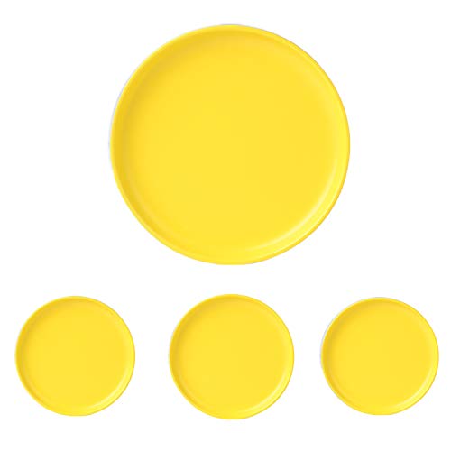 Swuut Vorspeisenteller aus Keramik, Matt Mini Teller, 15 cm Brotteller, 4 Stück(Gelb)