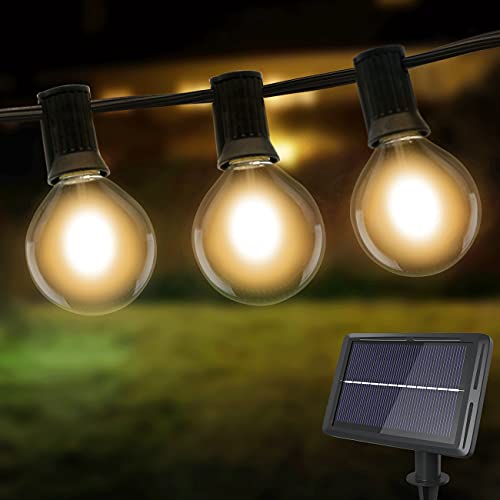 litogo Lichterkette Außen Solar, 25+2 LEDs 9M G40 Solar Lichterkette Glühbirnen Aussen IP55 Wasserdicht 4 Modus Solarlichterkette für Garten, Hochzeit, Balkon, Haus, Weihnachten Deko, Warmweiß 2700K