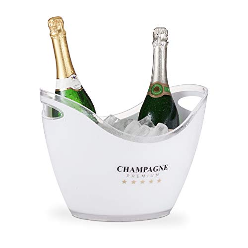 Relaxdays Sektkühler, Champagne Premium, 6l Volumen, Getränke kühlen, Champagnerkühler HxBxT: 25,5 x 34,5 x 26 cm, weiß, 10028655