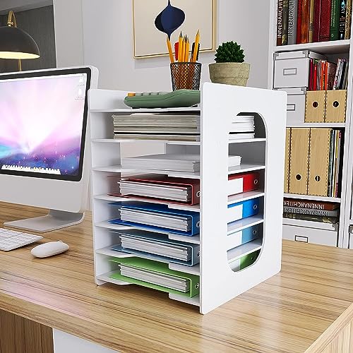 PUNCIA Dokumentenablage A4 Briefablage 7 Ablagefächer PVC Schreibtisch Datei Organizer Papierablage Aktenaufbewahrung Ablagesystem Dokumentenhalter für Büro Arbeitszimmer Schule Office