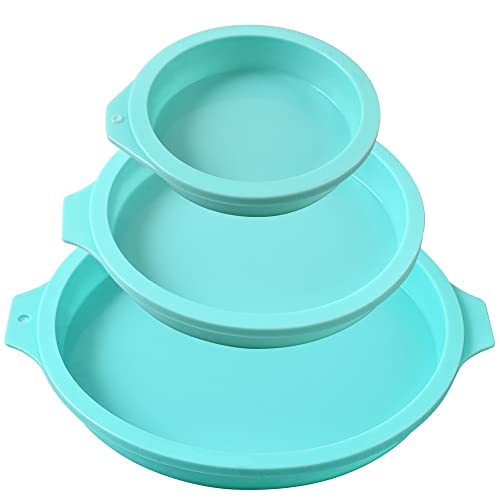 Newk Silikon Runde Kuchenform, 3 Packungen Silikonscheibe wie Form für Kuchen, Harzuntersetzer, handgemachte Seife – 4 "+ 6" + 8"