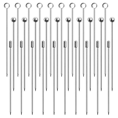 DONQL Edelstahl Cocktailspieße Cocktail Stick aus Edelstahl Stirrer Cocktail Wiederverwendbare Cocktail Fingerfood Sticks für Lecker Snacks Antipasti Cocktails Kirschen Citrus 11cm(30Stück 3Formen)