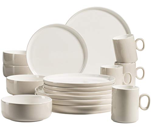 MÄSER 931618, Serie Finaro, Geschirr Set für 4 Personen in Gastronomie-Qualität, skandinavisches Design, 16-teiliges Kombiservice, Durable Porzellan, Beige