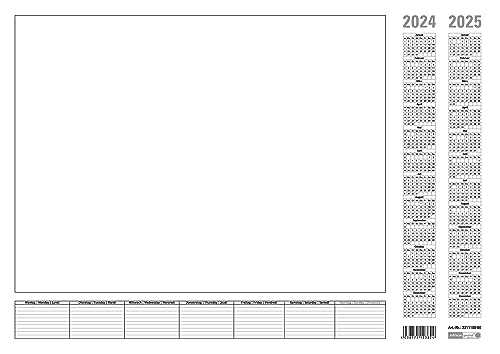 OFFICEPOINT Papier-Schreibunterlage weiß Set 2 Stück | ca. DIN A2 | 2-Jahres-Kalender 2024-2025 Wochenplan | Tischkalender mit 7-Tage Wochenplaner | 2x25 Blatt (2)