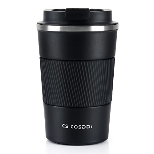 CS COSDDI Thermobecher- Isolierbecher, Edelstahl Travel Mug, 13oz/380ml Vakuum auslaufsicher Reisebecher mit Deckel, Autobecher, doppelwandig isoliert für Wasser und Tee, Kaffee-to-go Becher