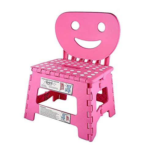 Helperfect 2in1 Klappbarer Kinderstuhl klein mit Rückenlehne & Tritthocker - Stabiler Tritt, sicherer Sitz, kinderleichte Handhabung (Rosa/Pink)