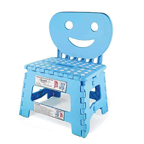 Helperfect 2in1 Klappbarer Kinderstuhl klein mit Rückenlehne & Tritthocker - Stabiler Tritt, sicherer Sitz, kinderleichte Handhabung (Blau)