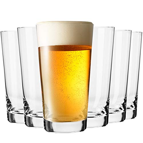 Krosno Hoch Weizengläser Biergläser | Set von 6 | 530 ML | Pure Kollektion | Perfekt für Zuhause, Restaurants und Partys | Spülmaschinenfest