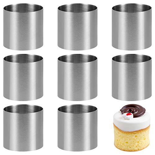 YARNOW Tortenring Hoch Dessertringe Set Kleine Servierringe Backzubehör Für Kuchen Salate Schokoladenmousse 8Stück 5x5x5cm