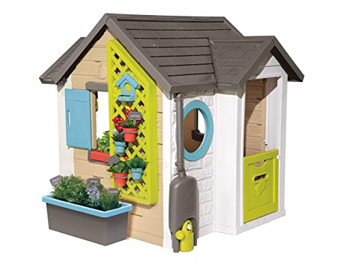 Smoby - Gartenhaus - Spielhaus für drinnen und draußen, mit kleiner Eingangstür und Fenstern, viel Zubehör zum Gärtnern, für Jungen und Mädchen ab 2 Jahren