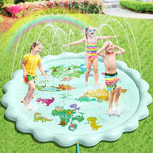 Peradix Sprinkler Play Matte, 200CM Wasser-Spielmatte Sprinkler Kinder Anti-Rutsch,Einstellbare Wasserhöhe Splash Pad Wasserspielzeug Outdoor für Kinder und Haustier