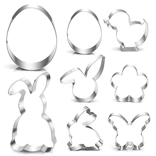 Ausstecher Ostern, 8 Stück Plätzchen Ausstechformen Ostern Set, Ostern Edelstahl Ausstechformen, Keksausstecher Ostern, Osterplätzchen für Backen, Hase, Küken, Ei, Häschenkopf, Blume, Schmetterling