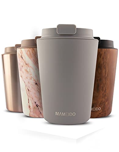 MAMEIDO Thermobecher 350ml, 470ml & 700ml - dichter Kaffeebecher to go aus Edelstahl doppelwandig isoliert, auslaufsicher - Coffee to go Becher warmhaltend (Taupe Grey, 0,35l)